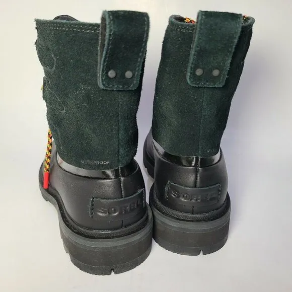 Sorel Women Duck Boots Lennox Street Lace Black dark green suede new US 5 36