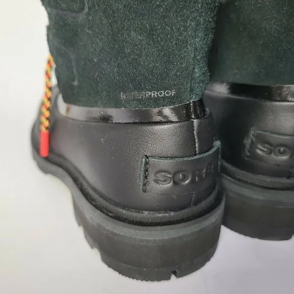 Sorel Women Duck Boots Lennox Street Lace Black dark green suede new US 5 36