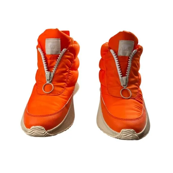 Sorel Women Size 9.5 Out N About III Puffy Orange Zip Waterproof Insulated Boots