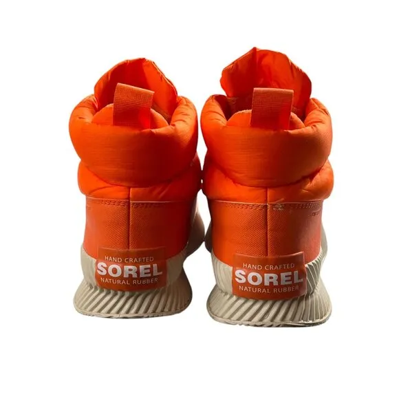 Sorel Women Size 9.5 Out N About III Puffy Orange Zip Waterproof Insulated Boots