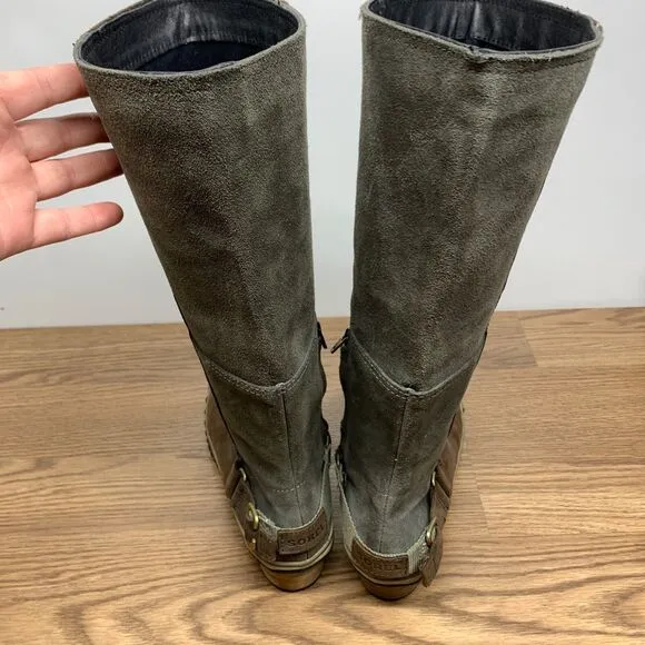 SOREL Womens 9.5 Slimpack Waterproof Brown Leather Winter Tall Knee High Boots