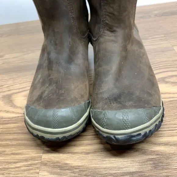 SOREL Womens 9.5 Slimpack Waterproof Brown Leather Winter Tall Knee High Boots