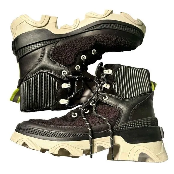 Sorel Women's Brex Cozy Lace Waterproof Boot in Black Sea Salt NWOB Size 8 1/2
