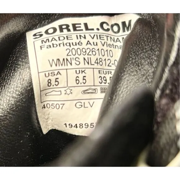 Sorel Women's Brex Cozy Lace Waterproof Boot in Black Sea Salt NWOB Size 8 1/2