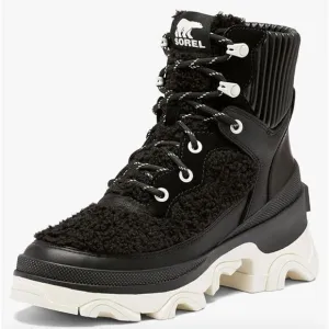 Sorel Women's Brex Cozy Lace Waterproof Boot in Black Sea Salt NWOB Size 8 1/2