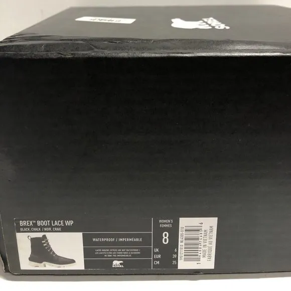 Sorel Women’s Brex Lace, Black Waterproof Boots, Size 8M