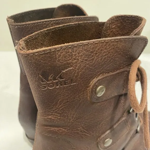 Sorel Women's Brown Leather Joan of Arctic Wedge Waterproof Boots -  US Size 6‎