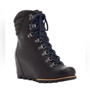 Sorel Women's Conquest Lace Up Wedge Booties Black Size 6