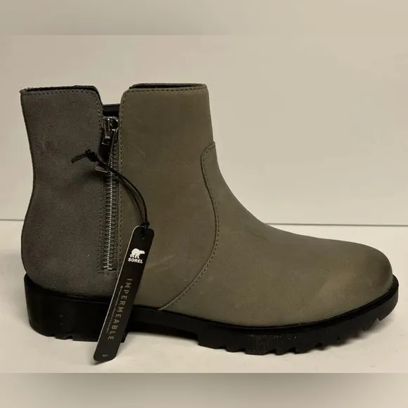 Sorel Womens Emelie II Zip Waterproof Boots Quarry, Size 8 M