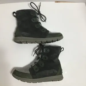 Sorel Women's Explorer Joan Waterproof Boot Gray Suede/Leather Lace Up Size 10