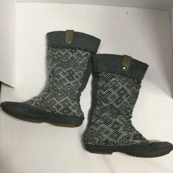 Sorel Womens Gray Slip On Round Toe Tremblant Geometric Winter Boots Size 7