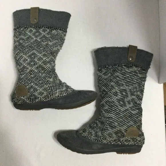 Sorel Womens Gray Slip On Round Toe Tremblant Geometric Winter Boots Size 7