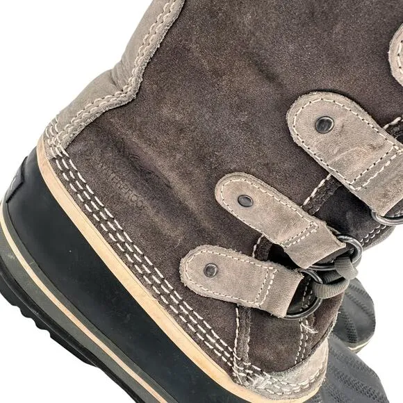 Sorel Women's Grey Joan of Arctic Winter Leather Snow Boots Size 7