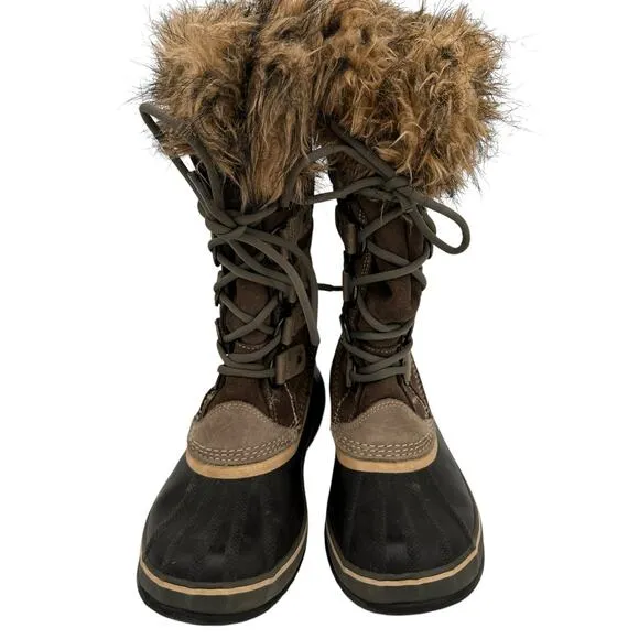 Sorel Women's Grey Joan of Arctic Winter Leather Snow Boots Size 7