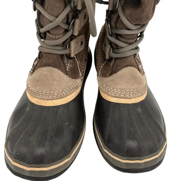 Sorel Women's Grey Joan of Arctic Winter Leather Snow Boots Size 7