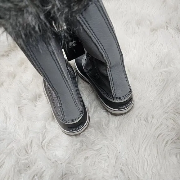 Sorel Women’s Joan of Arctic Suede Leather Snow Boots in Quarry Black Size 8.5
