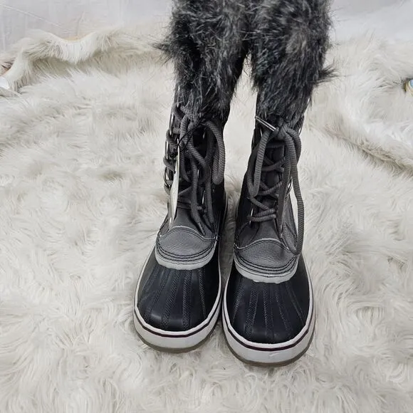 Sorel Women’s Joan of Arctic Suede Leather Snow Boots in Quarry Black Size 8.5