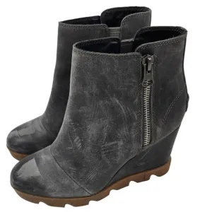 Sorel Women’s Joan Uptown Zip Hidden Wedge Bootie Size 7 Gray Neutral Rain Snow