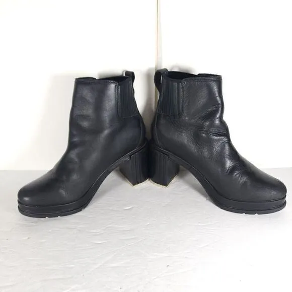 Sorel Women's Margot US 8 Black Leather Waterproof Pull On Ankle Chelsea Boots