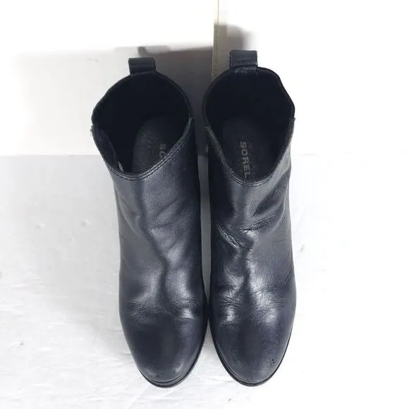 Sorel Women's Margot US 8 Black Leather Waterproof Pull On Ankle Chelsea Boots