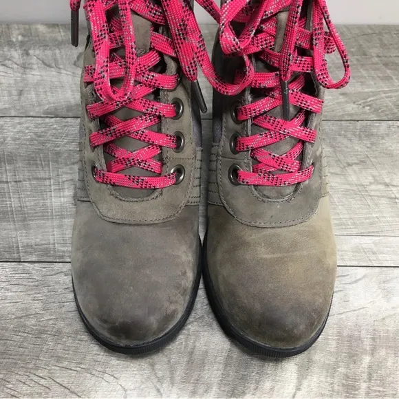 Sorel Women's NL3046-052 Lexie II Gray Leather Wedge Winter Snow Boots Size 6