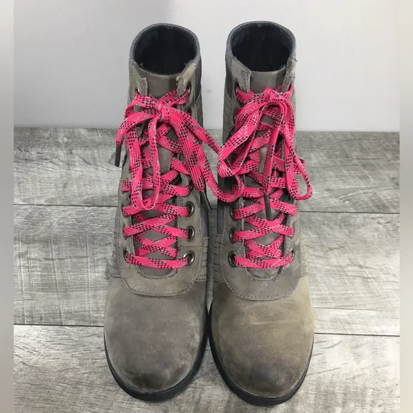 Sorel Women's NL3046-052 Lexie II Gray Leather Wedge Winter Snow Boots Size 6