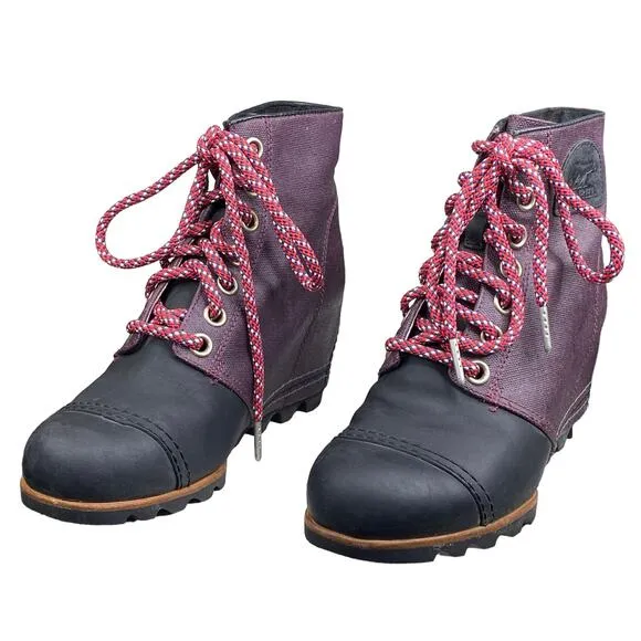 Sorel Women's PDX Purple Black Lace Up Hidden Wedge Ankle Boot Size US 8.5