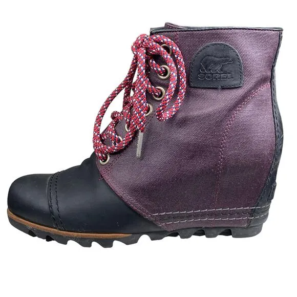 Sorel Women's PDX Purple Black Lace Up Hidden Wedge Ankle Boot Size US 8.5