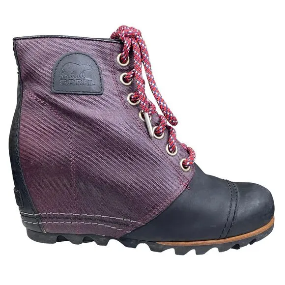 Sorel Women's PDX Purple Black Lace Up Hidden Wedge Ankle Boot Size US 8.5