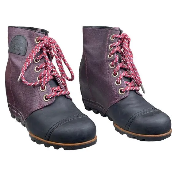 Sorel Women's PDX Purple Black Lace Up Hidden Wedge Ankle Boot Size US 8.5