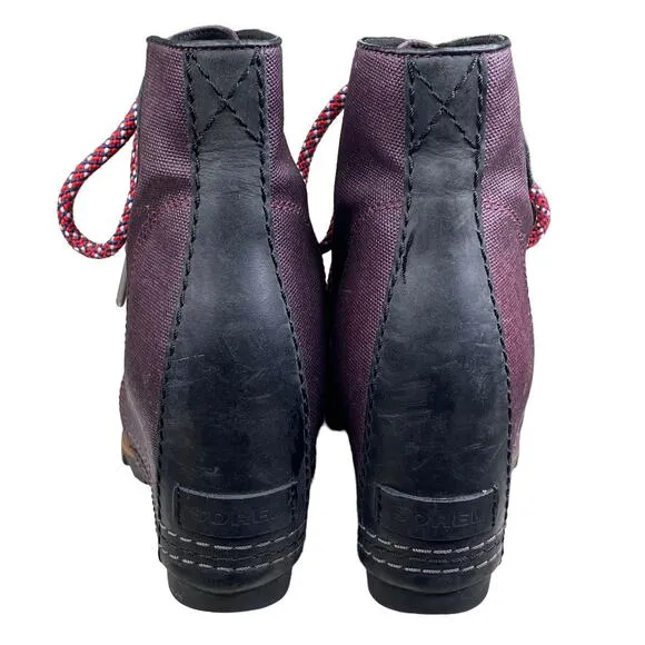 Sorel Women's PDX Purple Black Lace Up Hidden Wedge Ankle Boot Size US 8.5