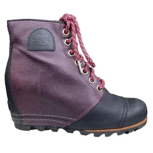Sorel Women's PDX Purple Black Lace Up Hidden Wedge Ankle Boot Size US 8.5