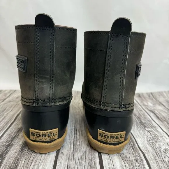 Sorel Women's Short Duck Boots Waterproof Grey Gray Black Tan 6 Canada Snow Rain