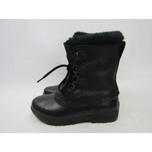 Sorel Womens Size 8 M Black Leather Waterproof Lace Up Snow Boots