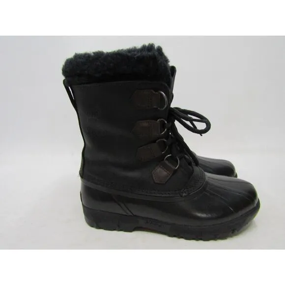 Sorel Womens Size 8 M Black Leather Waterproof Lace Up Snow Boots