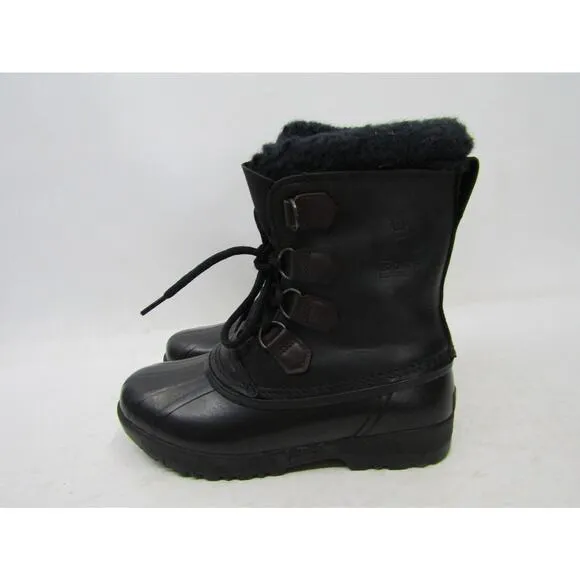 Sorel Womens Size 8 M Black Leather Waterproof Lace Up Snow Boots