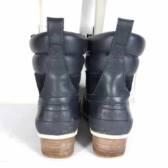 Sorel Women's Slimpack III US7 Black Leather Suede Waterproof Ankle Hiker Boots