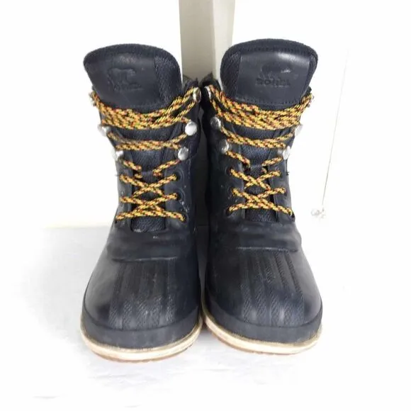 Sorel Women's Slimpack III US7 Black Leather Suede Waterproof Ankle Hiker Boots