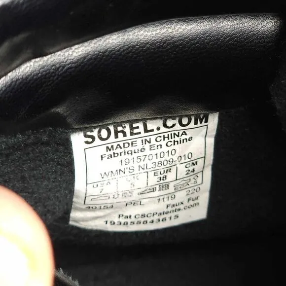 Sorel Women's Slimpack III US7 Black Leather Suede Waterproof Ankle Hiker Boots