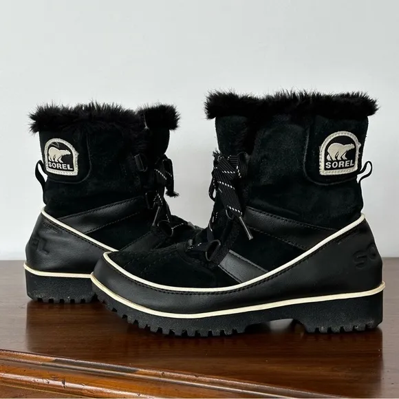 Sorel Women's Tivoli II Winter Snow Boots in Black Suede Size 6.5