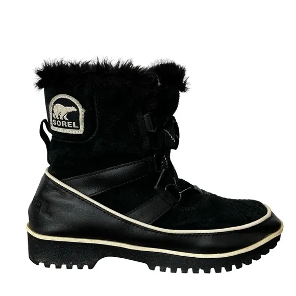 Sorel Women's Tivoli II Winter Snow Boots in Black Suede Size 6.5