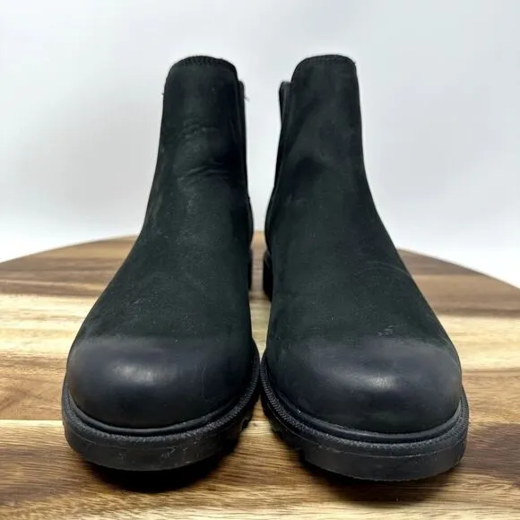 Sorel Women's 8.5 Ainsley Waterproof Chelsea Pull On Black Leather Boots