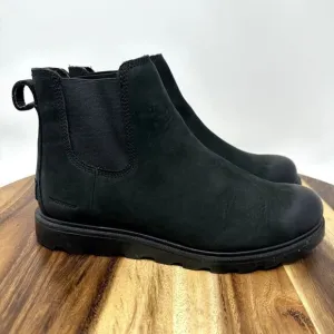 Sorel Women's 8.5 Ainsley Waterproof Chelsea Pull On Black Leather Boots