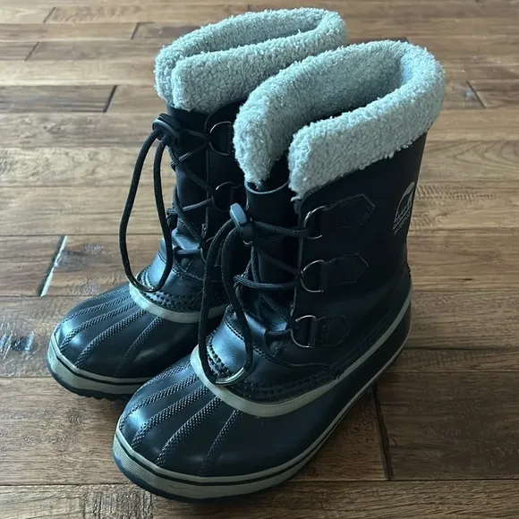 Sorel Yoot Pac TP Waterproof Winter Snow Boots Black Gray Unisex Youth Size 5