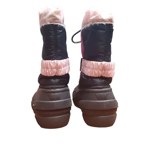 Sorel Youth Flurry Black Pink Insulated Winter Boots Kids Size 8 Lined Warm
