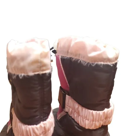 Sorel Youth Flurry Black Pink Insulated Winter Boots Kids Size 8 Lined Warm
