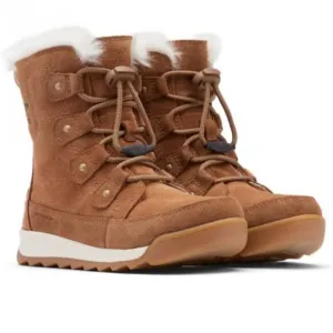 SOREL Youth Whitney Joan Lace Brown Suede Waterproof Boots Size 1 NEW