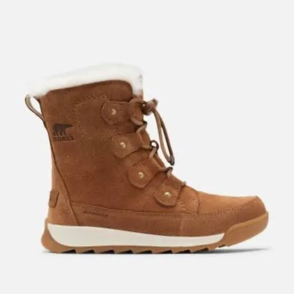 SOREL Youth Whitney Joan Lace Brown Suede Waterproof Boots Size 1 NEW
