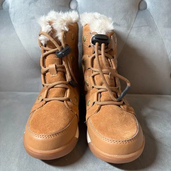 SOREL Youth Whitney Joan Lace Brown Suede Waterproof Boots Size 1 NEW