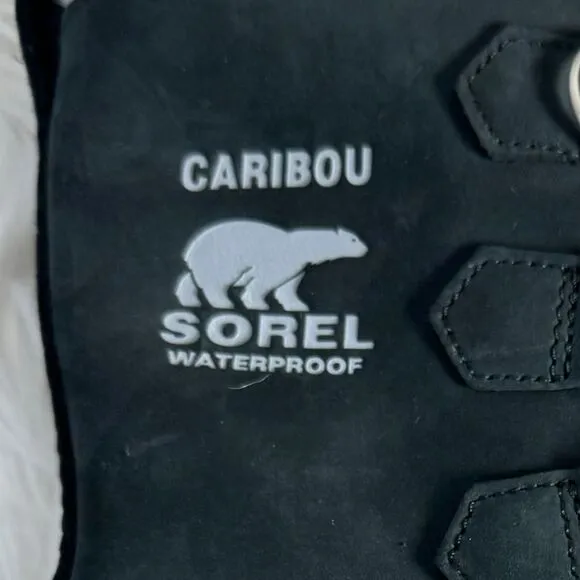 Sorel Caribou Black Waterproof Fleece Lined Snow Boots Sz 7